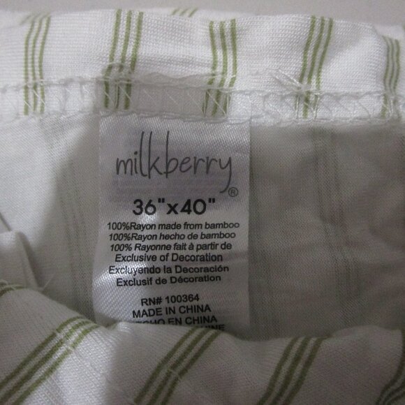 Milkberry Other - Milkberry 36x40 baby swaddle blanket green and white stripes NWT